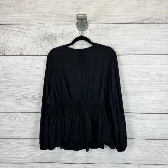 Old Navy Plus Size Black Eyelet Plunge Waisted Blouse Size 3X - Picture 9 of 9